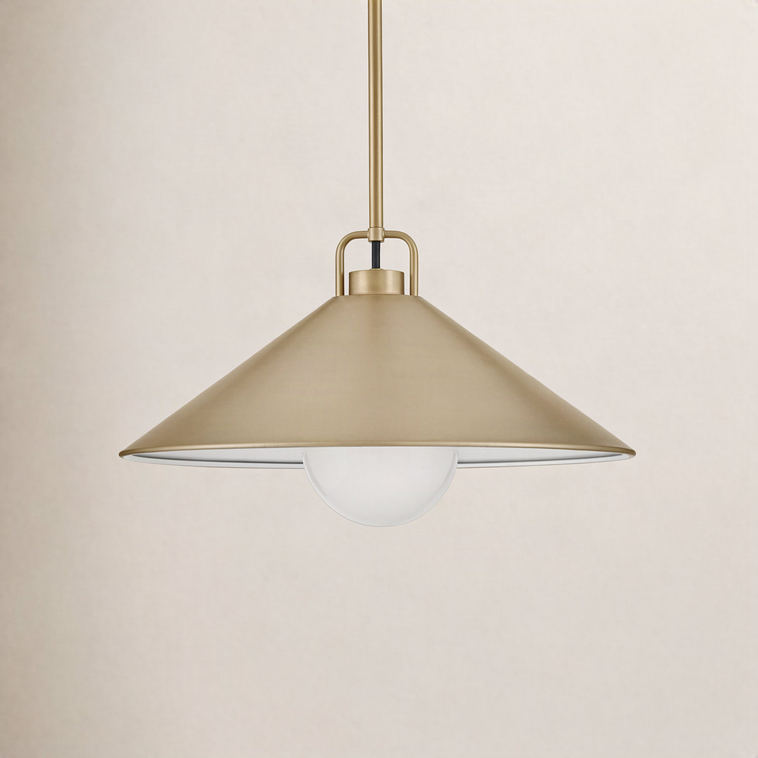 Zoë Single Light Metal Steel Dimmable Pendant, Lacquered Brass