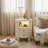 Kentshire Oval White Nightstand with LED and Glass Tabletop-1870390390