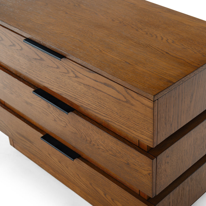 Titus 3 Drawer Stacked Chest, Medium Oak