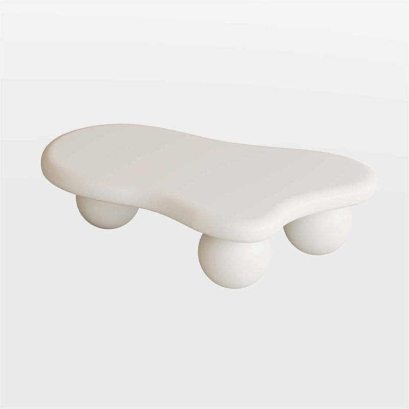 Table basse en forme de nuage de 47 pouces avec 3 pieds en forme de nuage, élégante et spacieuse pour les salons modernes
