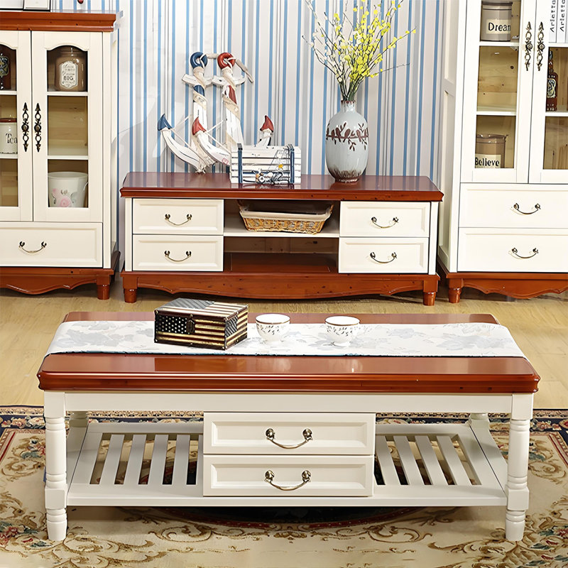 A naturally simple coffee table, White, Brown, 17.71" H x 47.24" L x 23.62" W