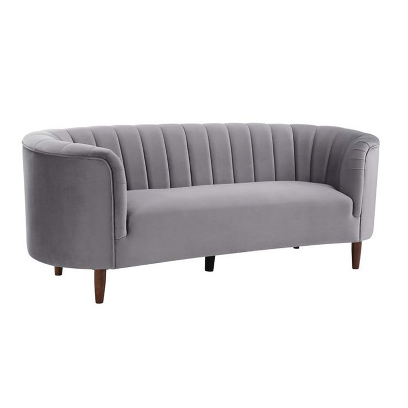 Yasha Upholstered Sofa with Tuxedo Arm, Gray Velvet, 32" H x 81" W x 33" D