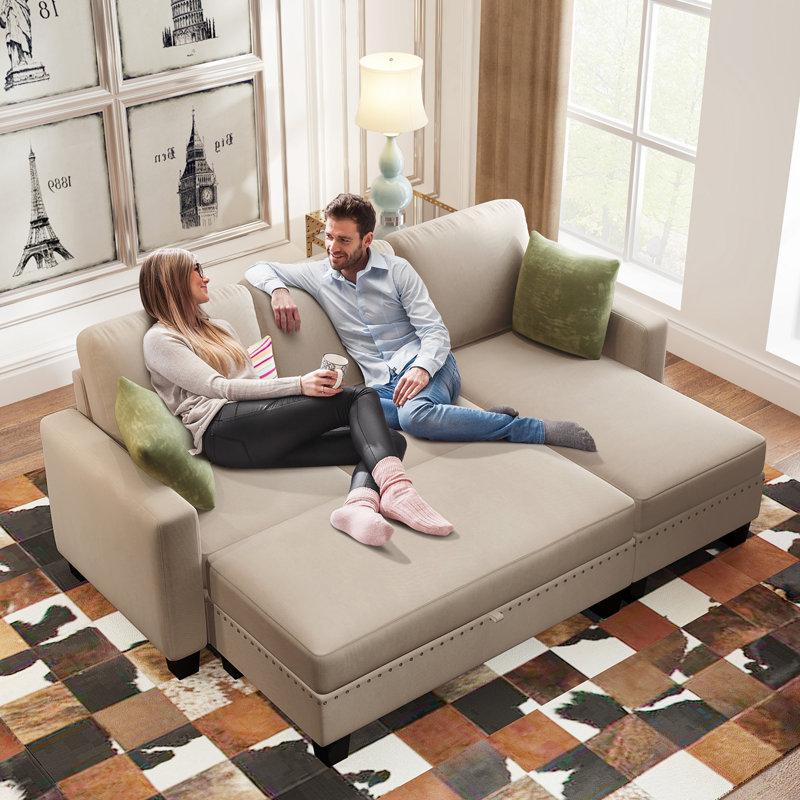 Reith Upholstered 81 " Polyester with Ottoman Sectional