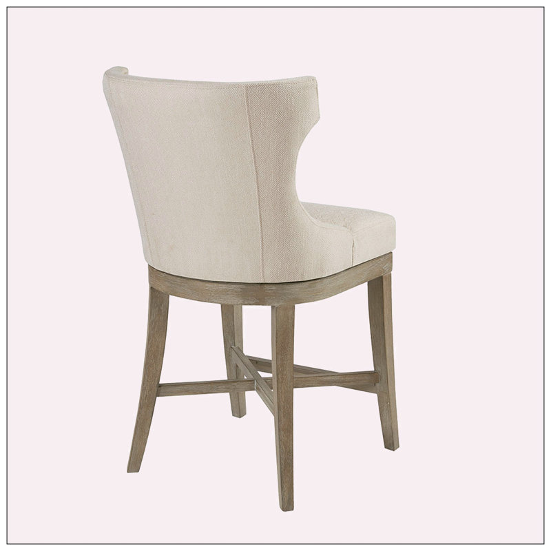 Tabouret de comptoir pivotant Hajir, Beige, Tabouret de comptoir (siège d'une hauteur de 18 p