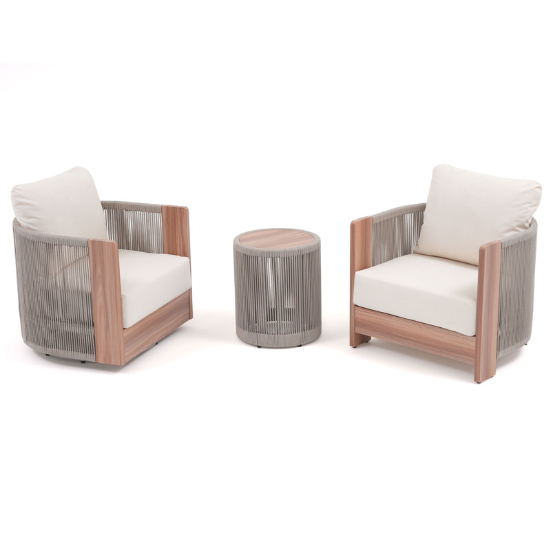 Ensemble de sièges d'extérieur pour 2 personnes avec coussins, Cream/Brown