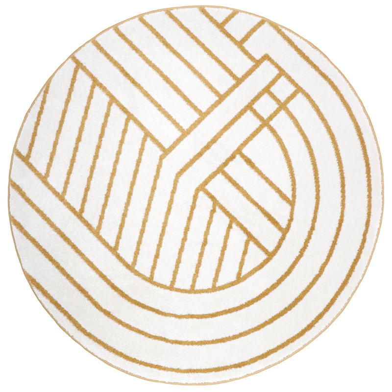 Round Harun Geometric Area Rug, Round 110cm