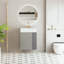 Meuble-lavabo mural avec lavabo en céramique, porte à fermeture en douceur, tablette de rangement flottante à droite, assemblage requis