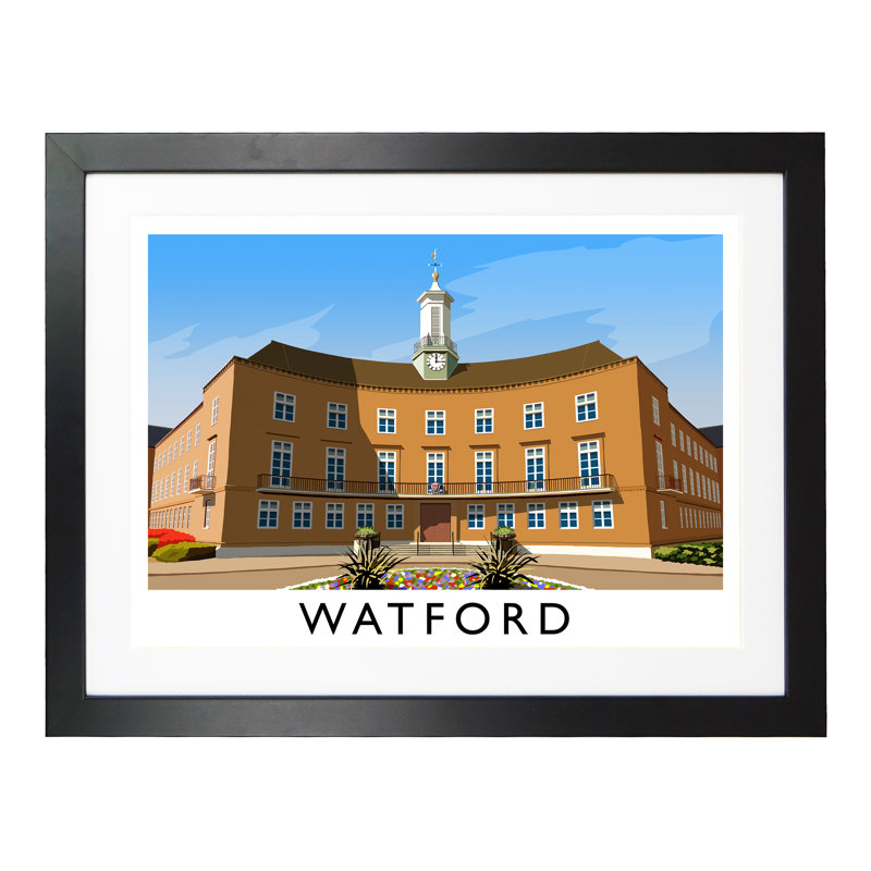 Watford Portrait - Print, 40cm H x 50cm W x 3cm D, Black Framed