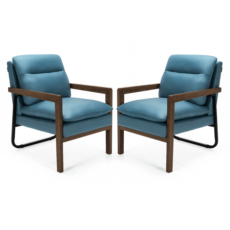 Dentrell Faux Leather Armchair, Blue Faux Leather