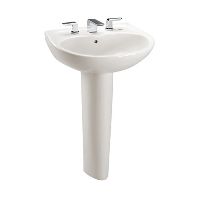 Supreme® Vitreous China U-Shaped Pedestal Bathroom Sink with Overflow