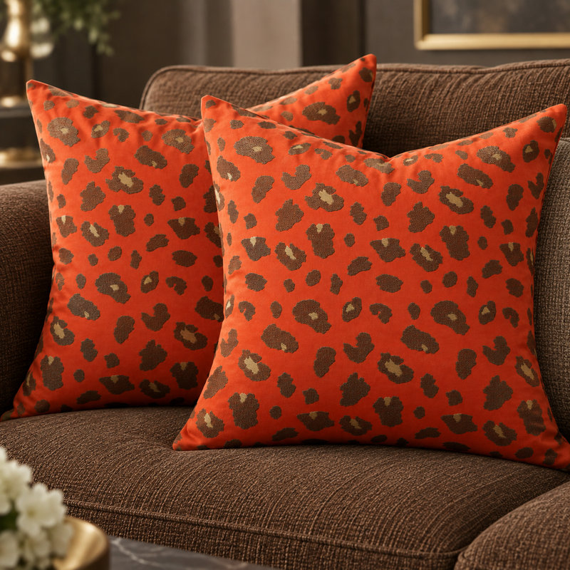Animal Print Square Pillow Cover & Insert