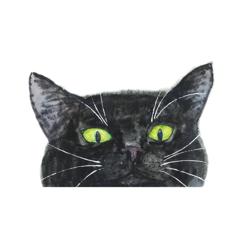 «Peeking Black Cat» par Alexey Dmitetchich Shmyrov - peinture sur toile tendue, H 8 po x l 12 po x P 0,75 po