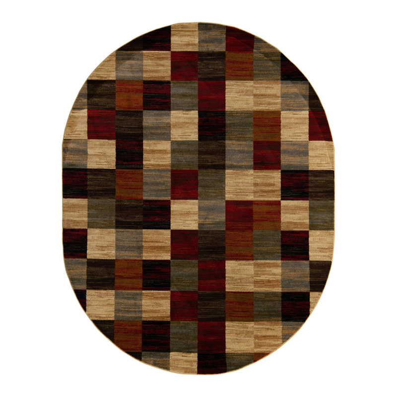 Adetomiwa Performance Abstract Indoor Rug, Oval 7'10" x 10'