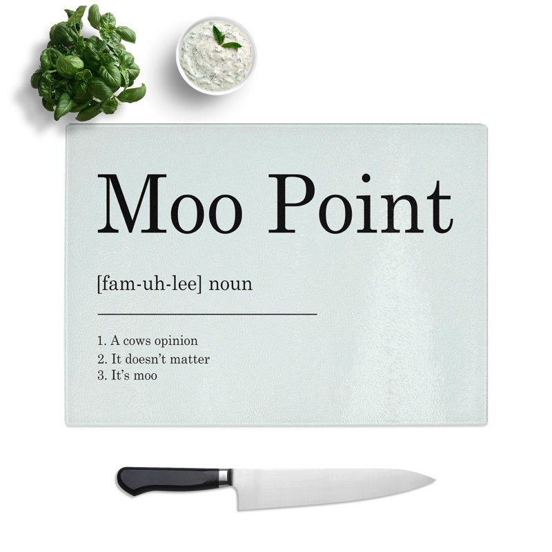 Moo Point Typography Chopping Board, 20cm W x 28.5cm L