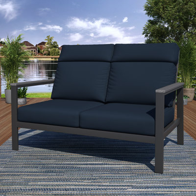 Causeuse d'extérieur en métal avec coussin Sunbrella Townsend