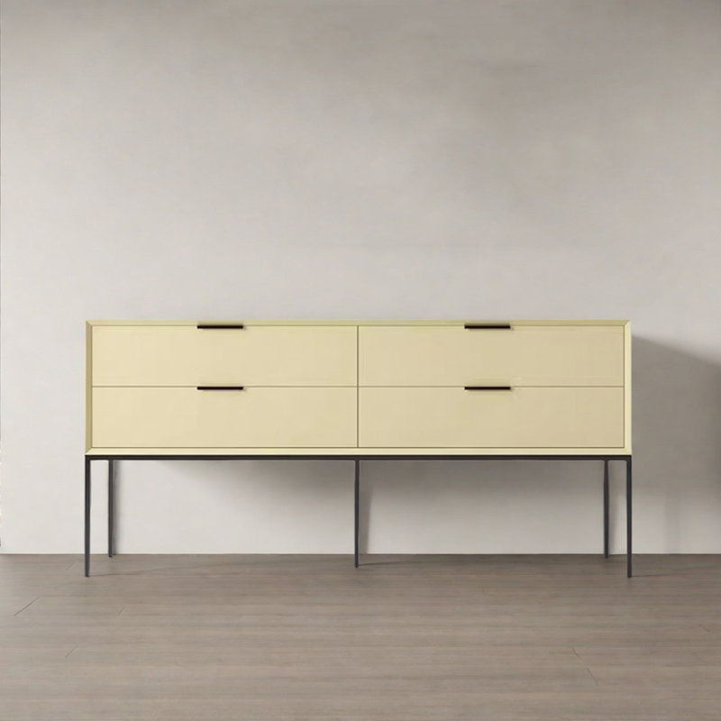 Modern Minimalist Practical Console Table, Cream Yellow, 31.5" H x 70.87" W x 15.75" D