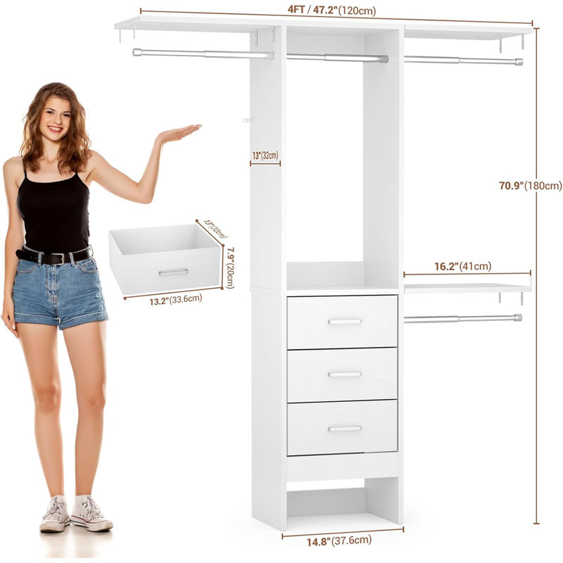 Fareena 14.8'' - 47.2'' Walk-In Set, White