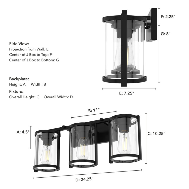 Astwood 3 - Light Dimmable Vanity Light, Matte Black