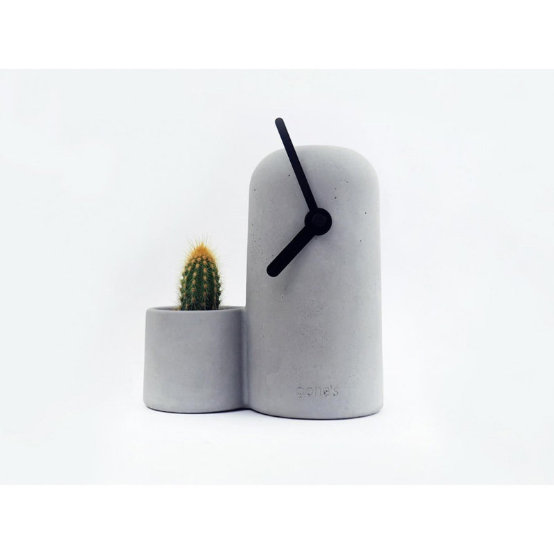 Analogue Concrete Mechanical Tabletop Clock, Black