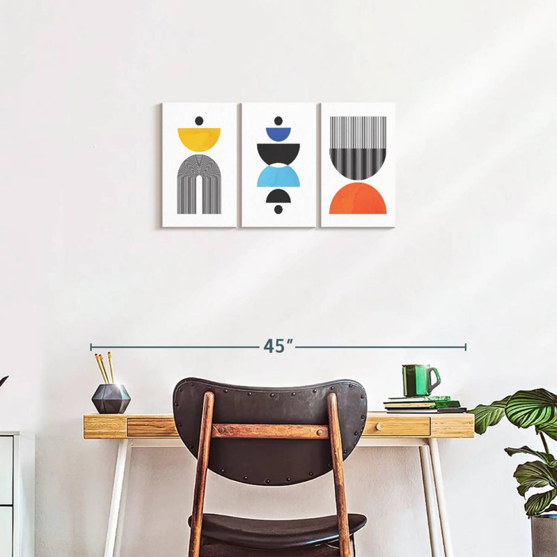 Multicolored Geometric Abstract V Multi Piece Canvas Print, 15" H x 32" W x 1.25" D