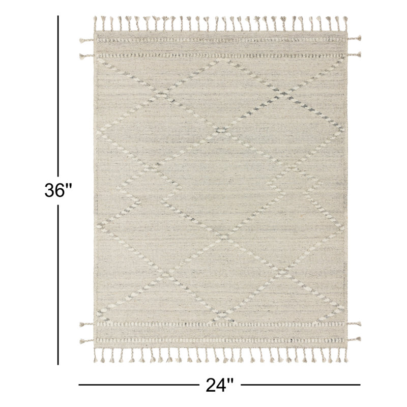 Hanna Hand Knotted Geometric Indoor Rug, Rectangle 2' x 3'