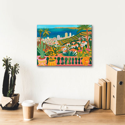 «Verdant Terrace Embrace Coastal Metropolis» par Doron David, art mural sur toile, 16 po x 12 po