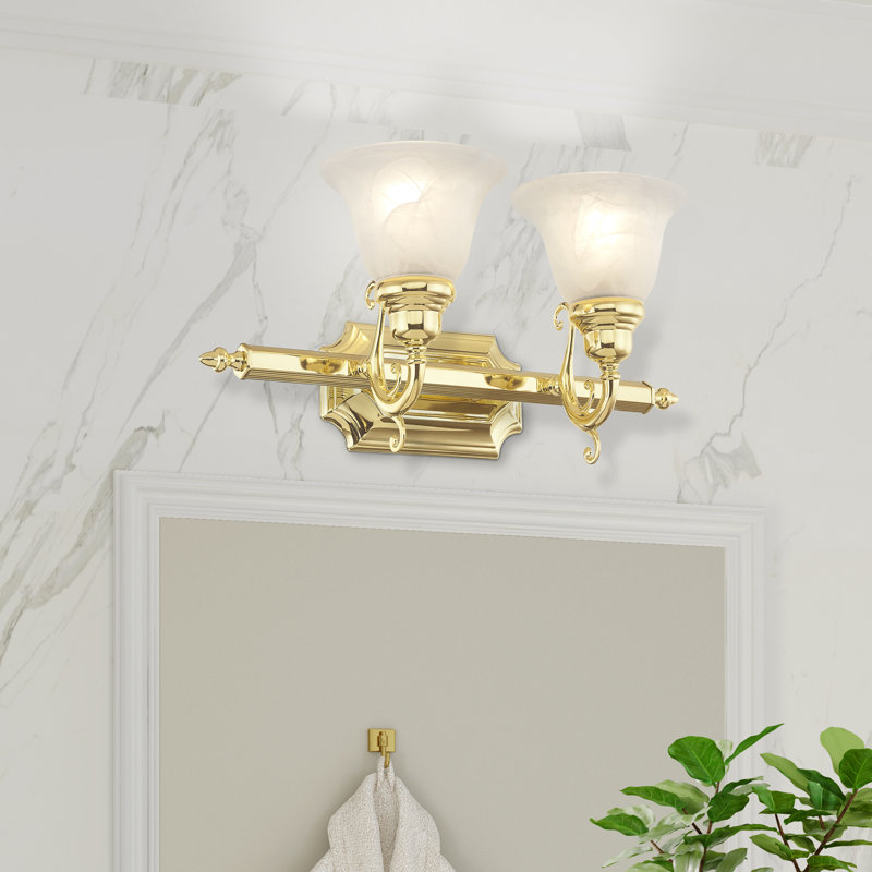 Éclairage pour salle de bain à intensité variable 2 lumières Christianburg, Laiton poli