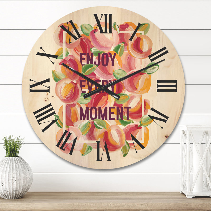 Horloge murale en bois Enjoy Every Moment, Moyenne