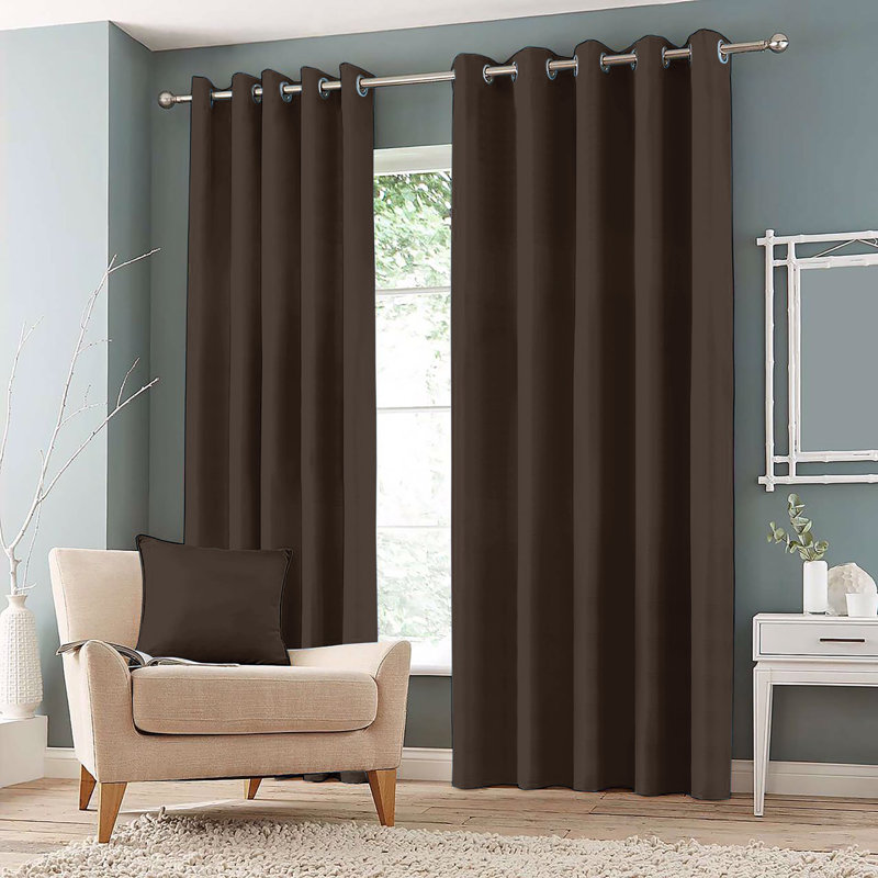 Granados Room Darkening Curtain Pair, Brown, Width 167 x Drop 137 cm