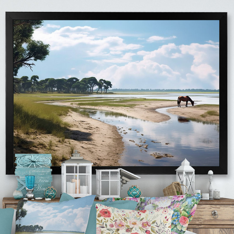 Georgia's Beach Solitude sur toile, Cadre photo noir, H 34 po x l 44 po x P 1,5 po