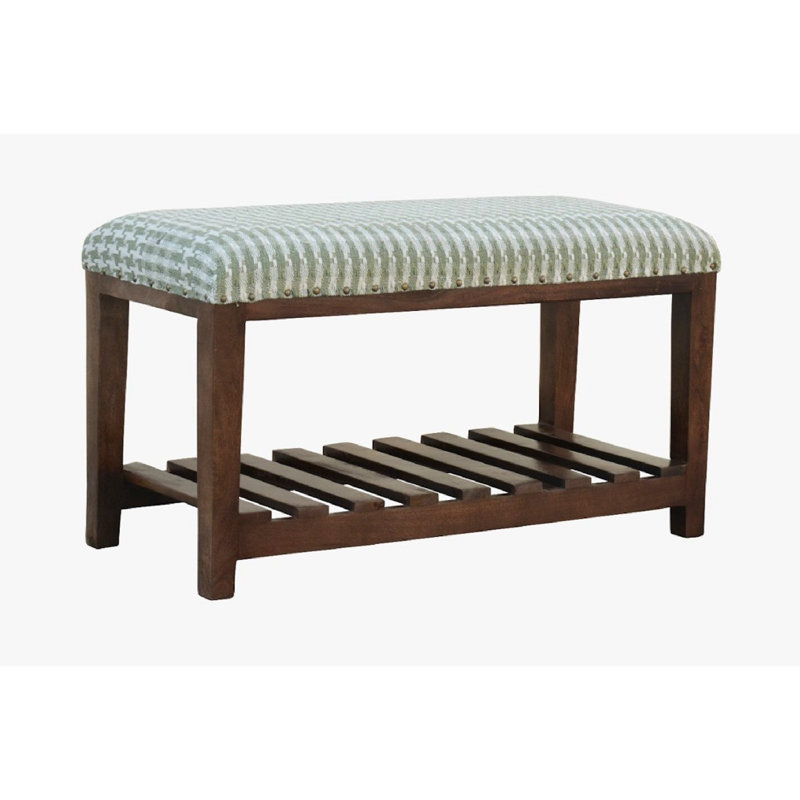 Banc avec tablette Docilu (Nautica), Pied-de-poule vert, Brun