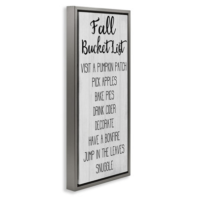 «Fall Bucket Goals Sign», art mural encadré sur toile flottante par Daphne Polselli