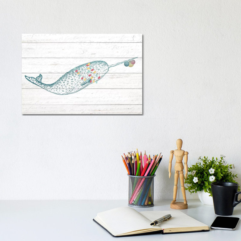 Narwal Christmas by Kimberly Allen - Wrapped Canvas Rectangle Print, 20.32cm H x 30.48cm W