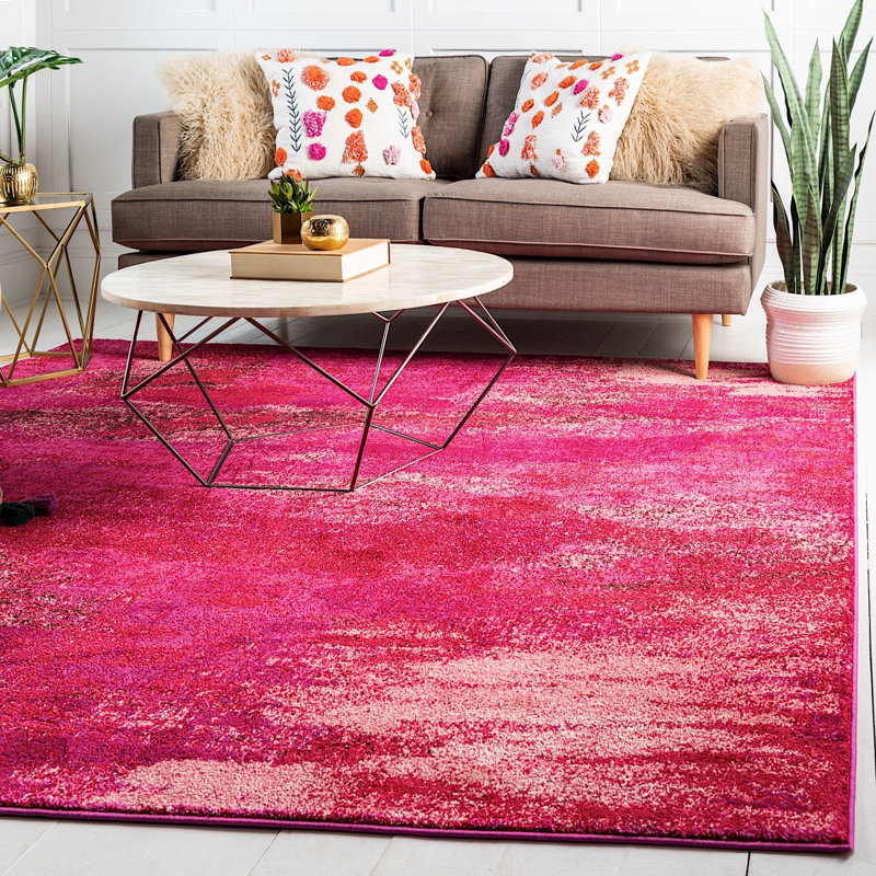 Meadow Geometric Magenta Area Rug, Rectangle 9' x 12'