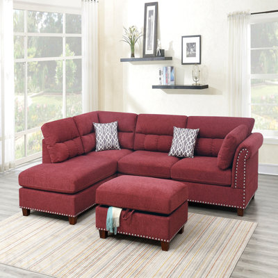 Canapé modulaire en velours rouge # F6419