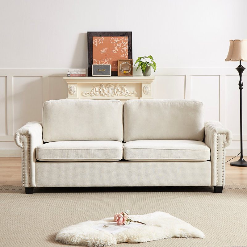 Lit convertible Fx 83,8 "- 21 pour canapé-lit, matelas pliant, structure en tube d'acier, 3, canapé-lit beige pour maison moderne. Tissu, fabrication,