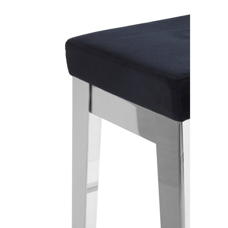 Earby Upholstered Counter Stool with Metal Frame, Silver