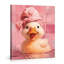 Mignon canard rose, impression d'art mural de salle de bain, images de canard de bain, décoration esthétique rose pour salle de bain