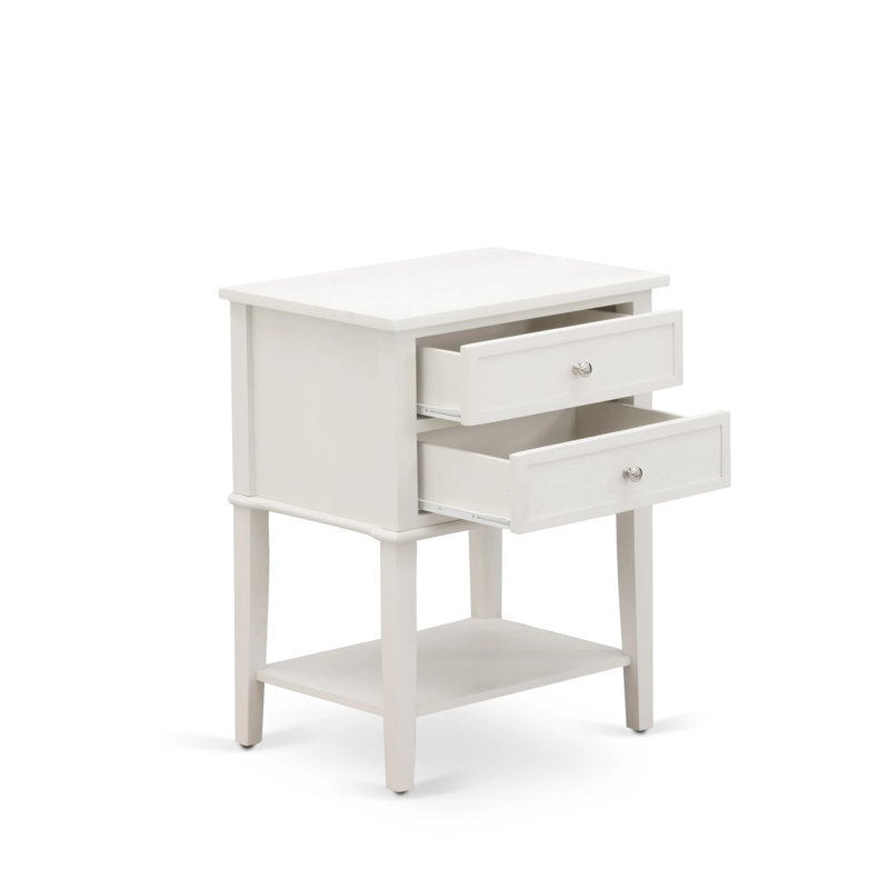 Ensemble de lit plateforme 2 pièces avec 1 lit double et une table de bout pour la chambre à coucher - Fabrication fiable et durable - Tissu en lin beige brume