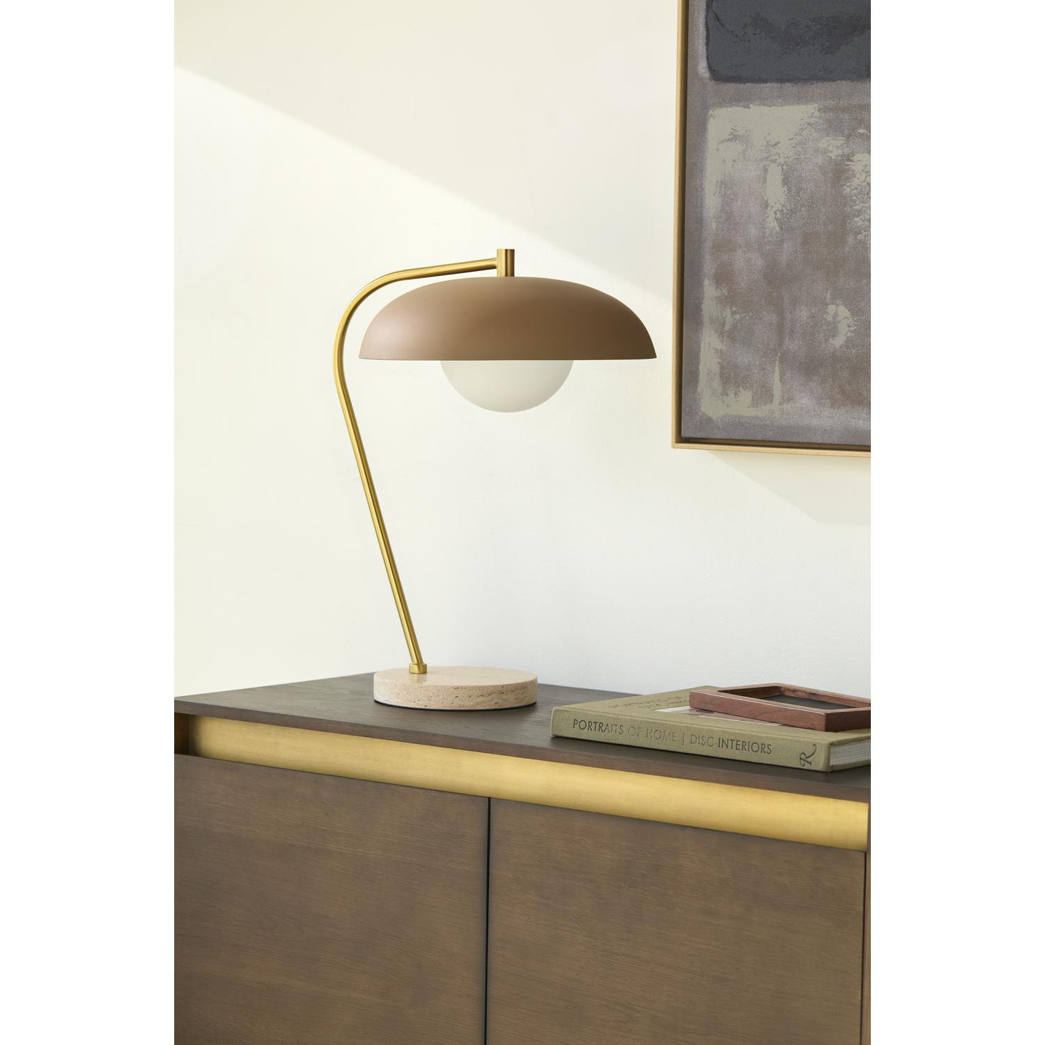 Table Lamp, Brown, Beige
