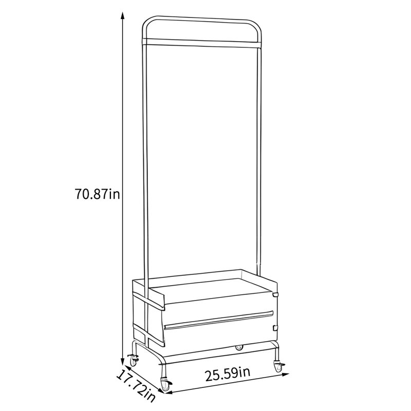 Coat Rack Stainless Steel Handles Braked Wheels
