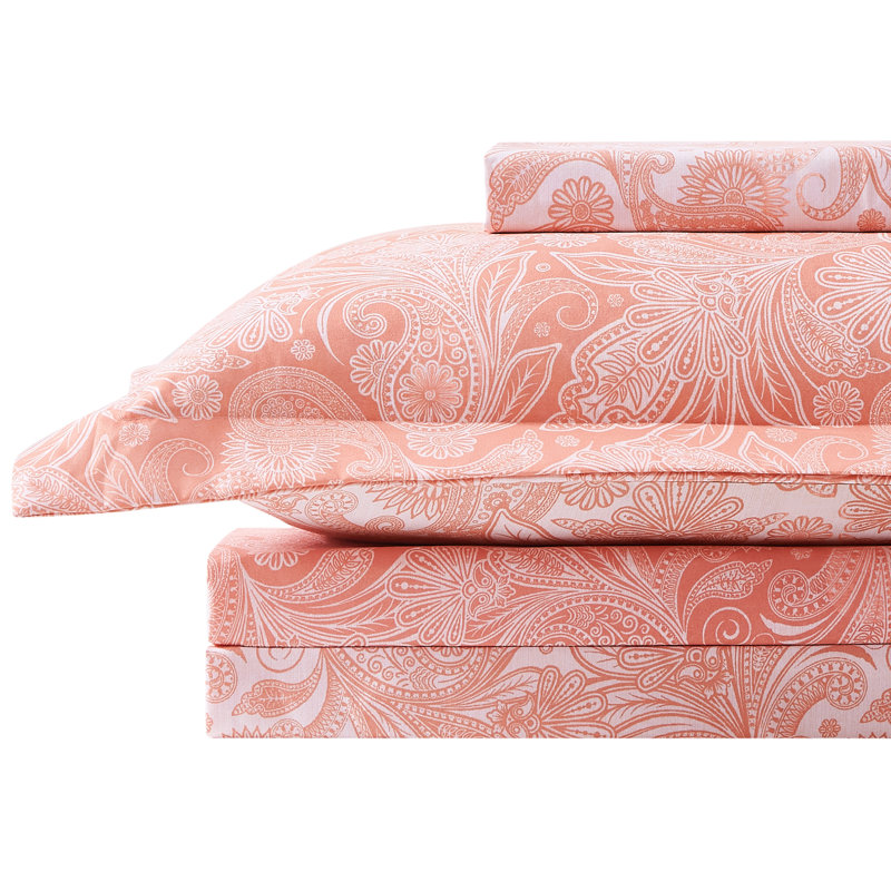 Coral Haze Microfiber Reversible California King Duvet Cover Set