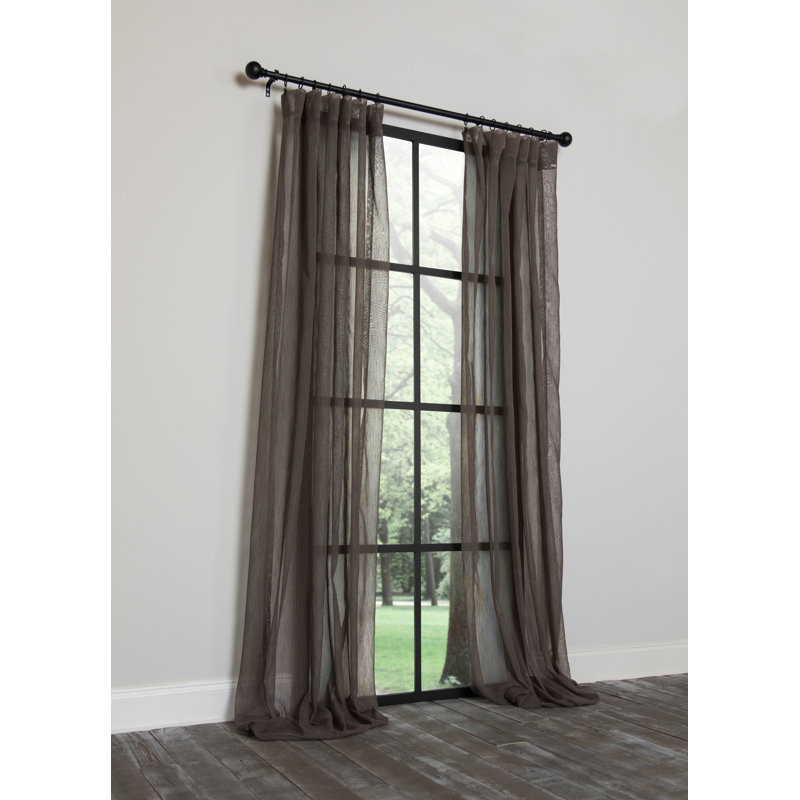 Baltej Semi Sheer Curtain Single Panel, 54" x 108", Charcoal