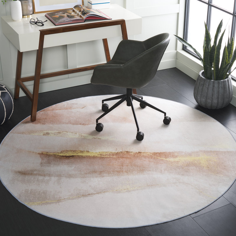 Bennita Area Rug In Beige / Gold, Round 6"
