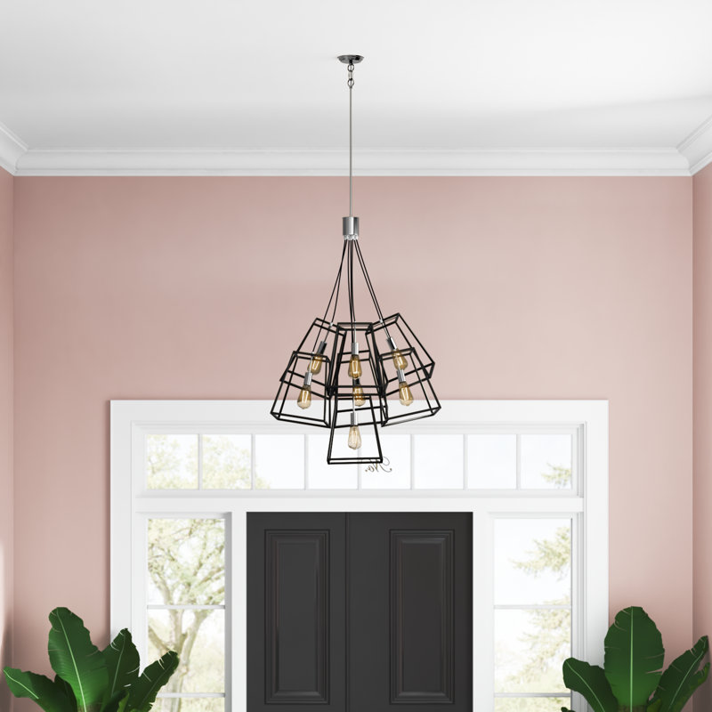 Elsje 29.1" W 7-Light Dimmable Cluster Pendant, Aged Zinc