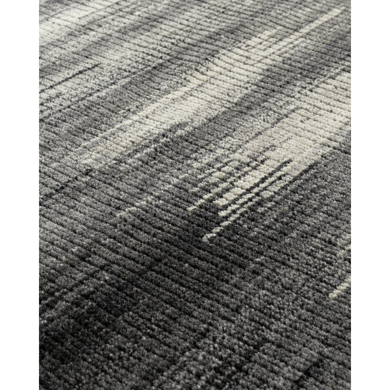Zoe Rose Hi Lo Abstract Area Rug in Black/Charcoal Gray