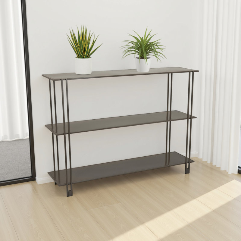 Présentoir à plantes Bush, métal moderne à 3 niveaux, 32 pouces, Gris
