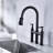 Matte Black Kitchen Faucet With Pull-Down Feature - Dual Handles For Accurate Water Management 360-Degree Rotatable High Nozzle Enlarged Cleaning Zone Brass Build Reliability Bridge Functionality