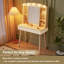 Petit bureau de meuble-lavabo avec miroir et lumières, grande capacité de rangement et miroir coulissant, ensemble de coiffeuse avec deux tiroirs cannelés, coiffeuse 3 couleurs d'éclairage