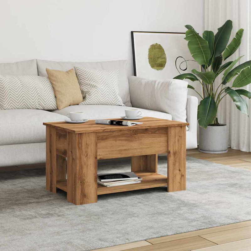 Husnija Lift Top Four Leg Coffee Table with Storage, Artisan Oak